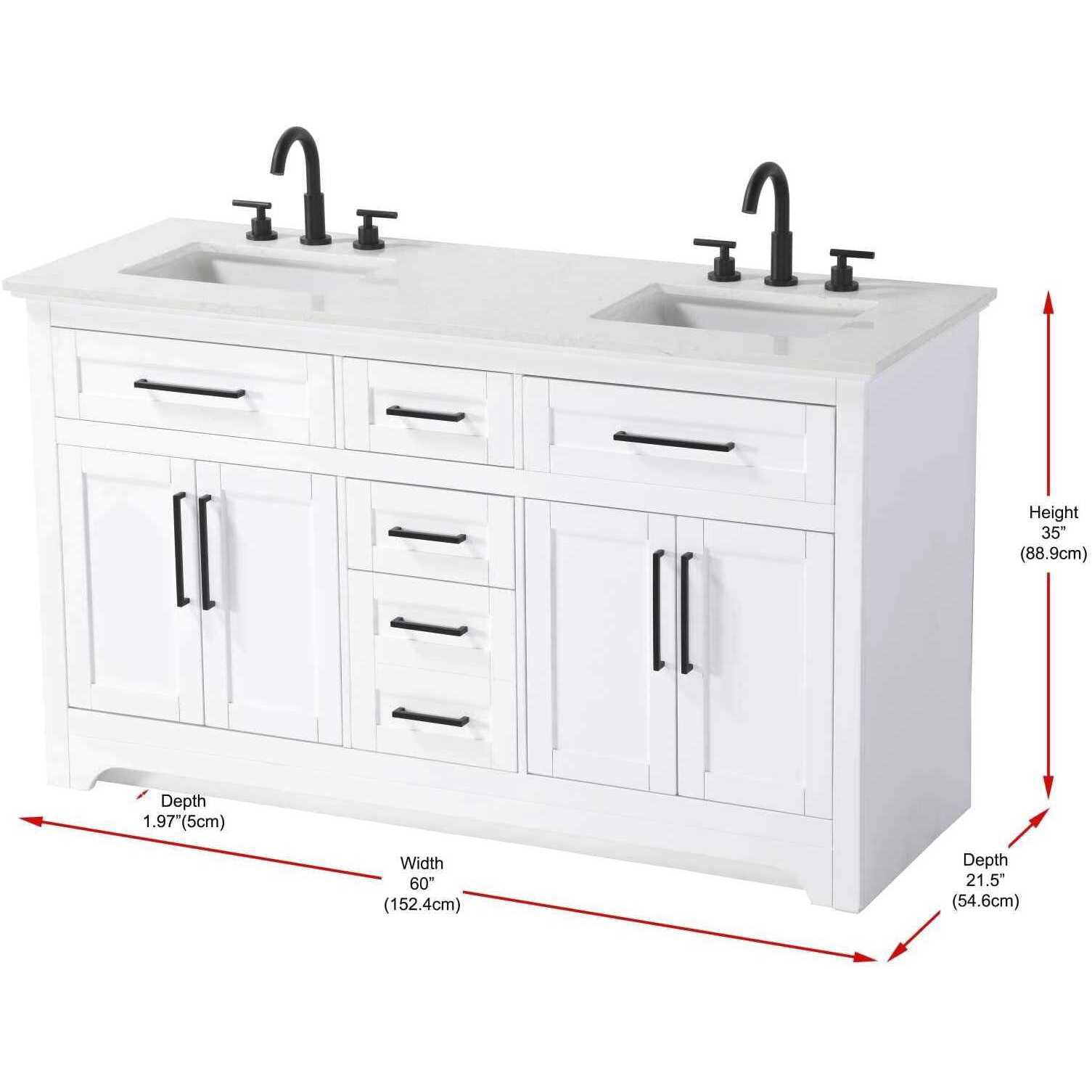 Remington 60 X 35 inch White Bathroom Vanity Cabinet