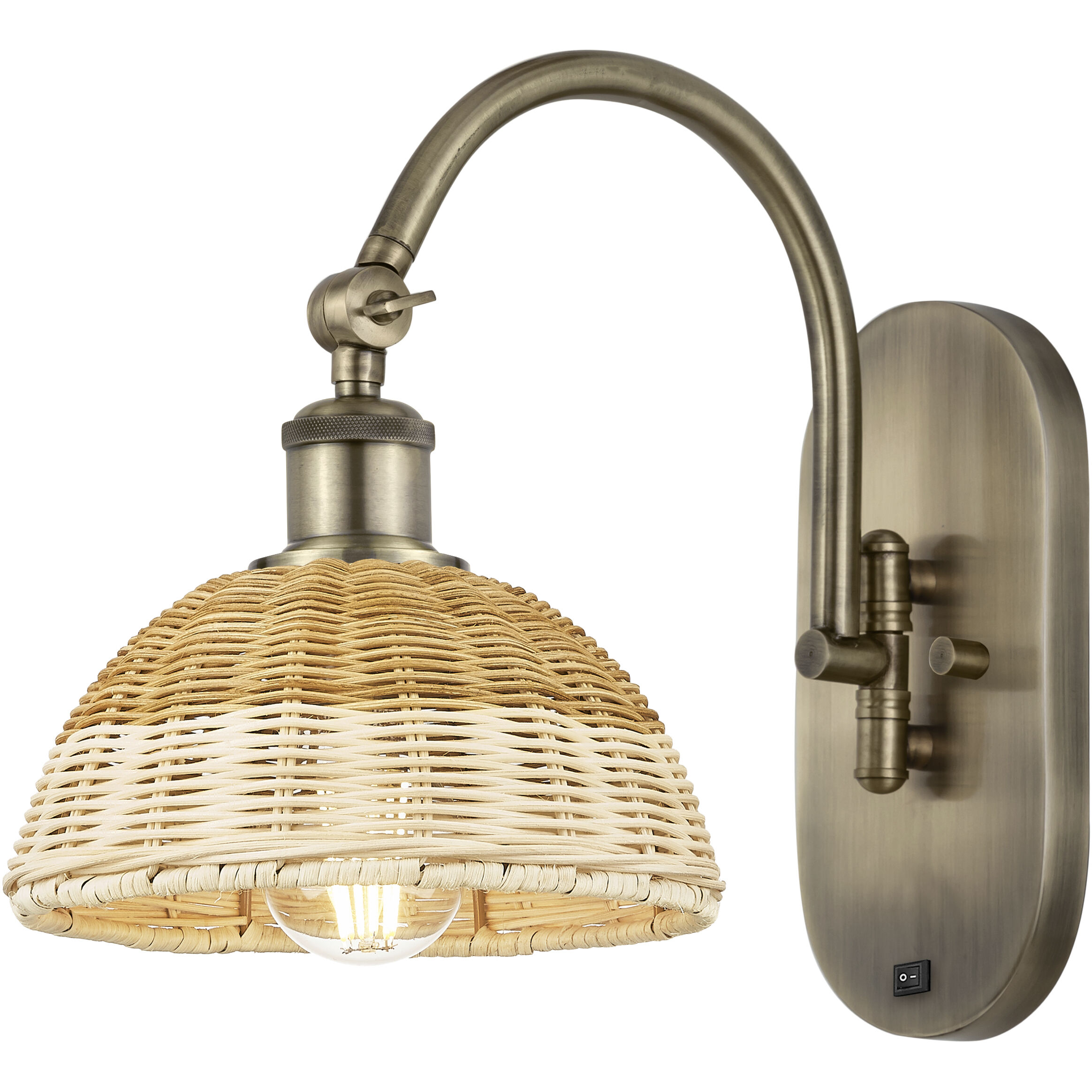 Ballston Bristol Natural II 1 Light 7.5 inch Antique Brass Swing Arm Sconce Wall Light