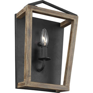 Sean Lavin Gannet 1 Light 9 inch Weathered Oak Wood / Antique Forged Iron Wall Sconce Wall Light
