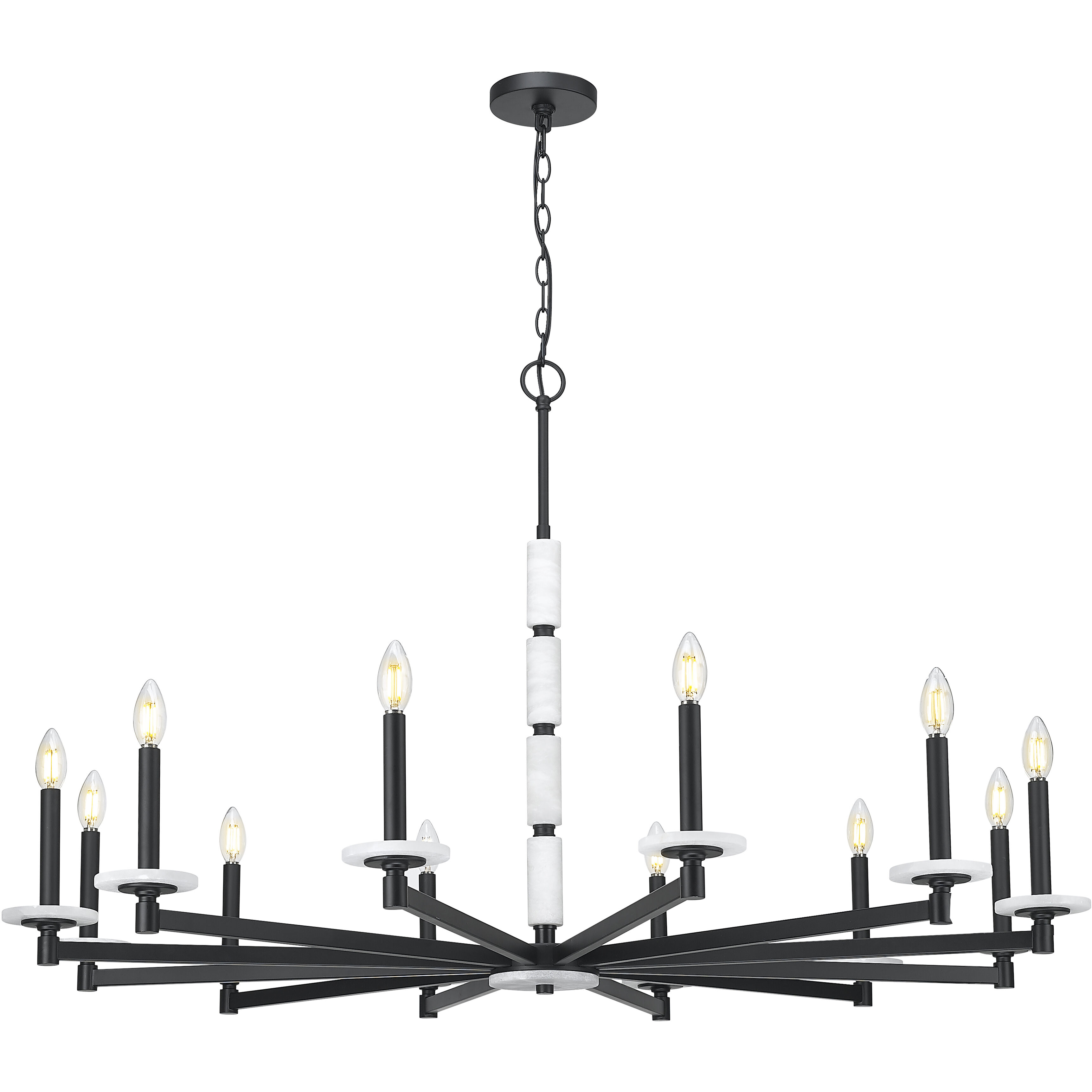 Kaden 12 Light 48 inch Matte Black Chandelier Ceiling Light