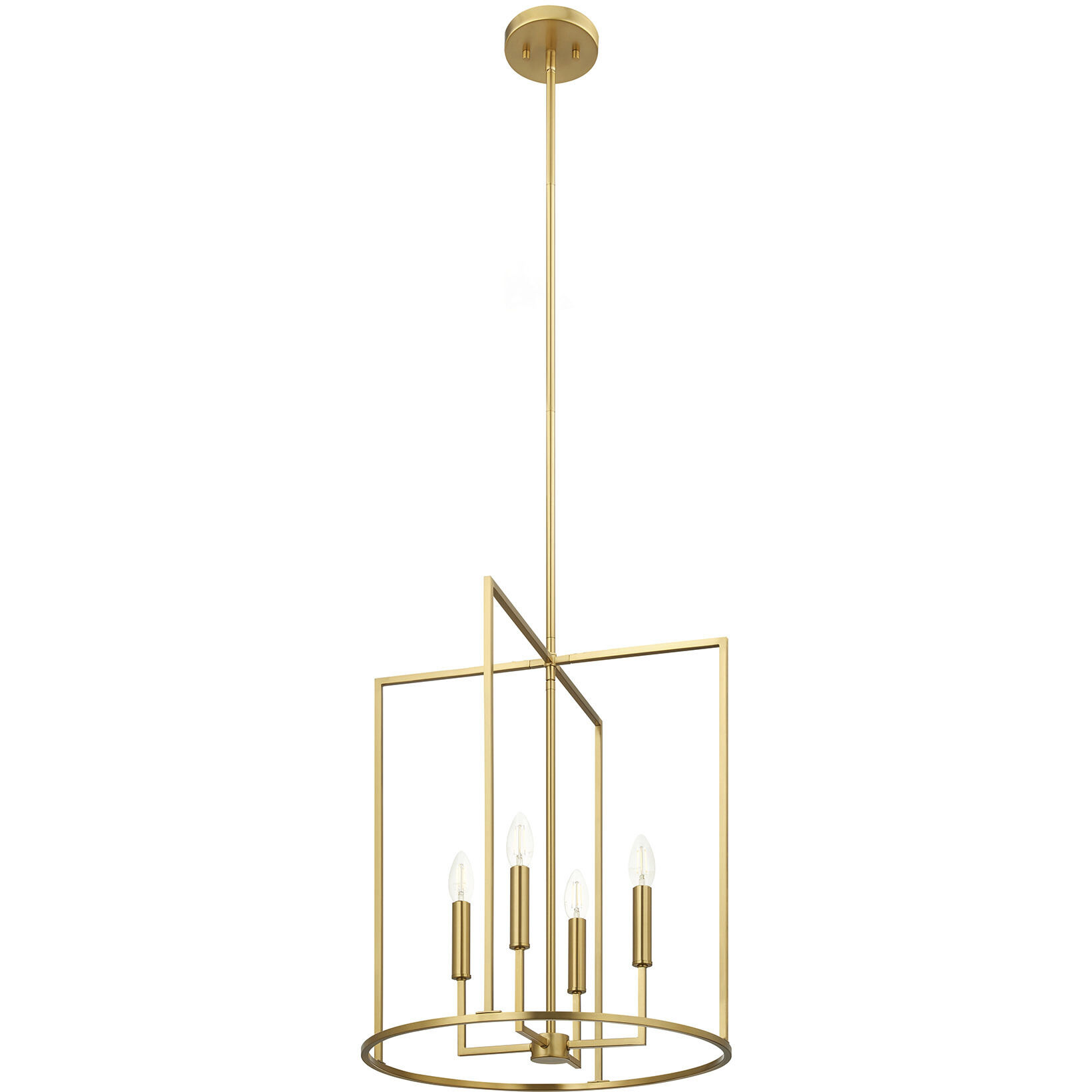 Modern 4 Light 19 inch Natural Brass Pendant Ceiling Light