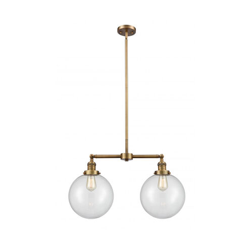 Franklin Restoration X-Large Beacon LED 25 inch Brushed Brass Chandelier Ceiling Light in Clear Glass, Franklin Restoration