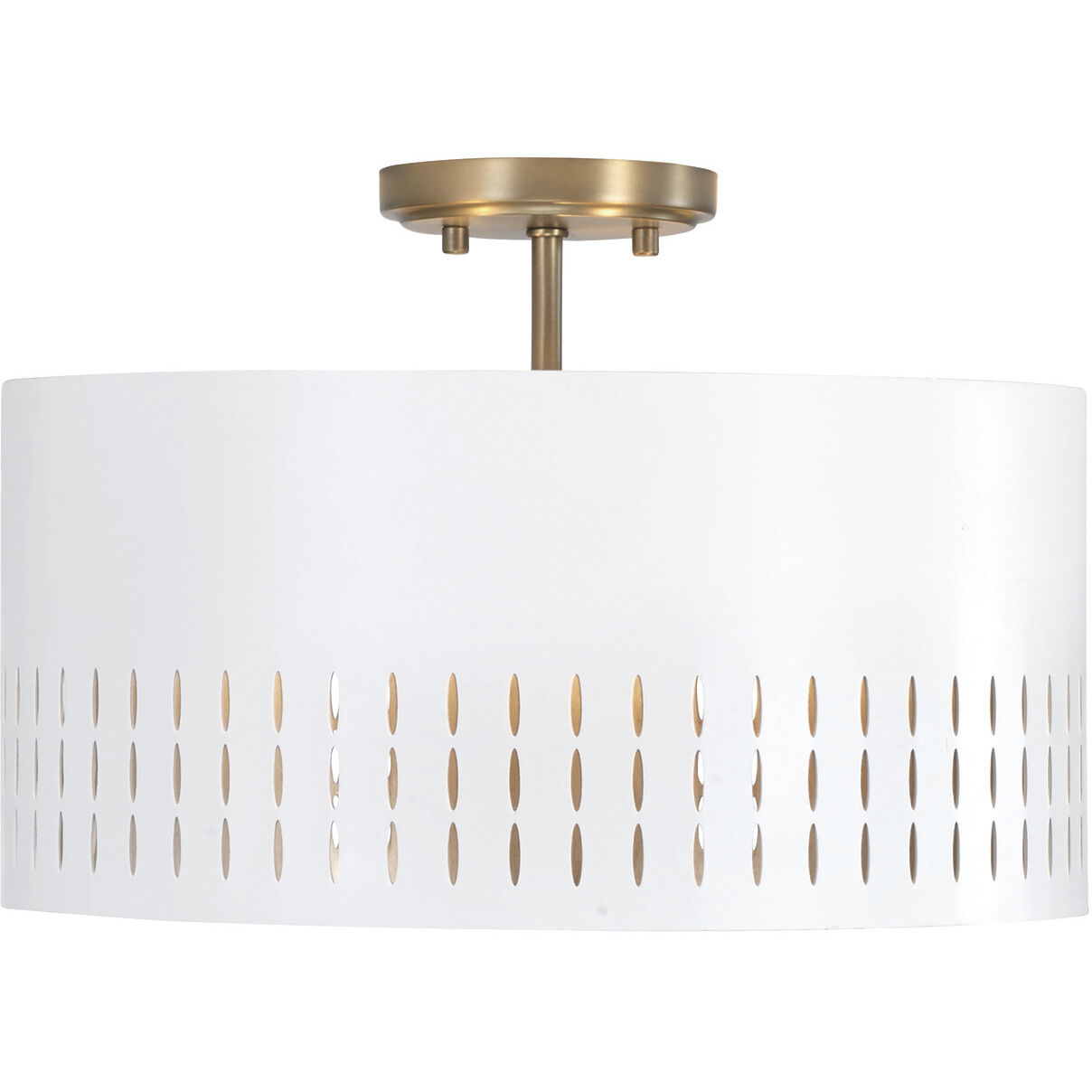 Dash 3 Light 15.5 inch Aged Brass and White Semi Flush Mount Ceiling Light