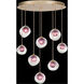 Nest 8 Light 34.5 inch Gold Pendant Ceiling Light in Amethyst Studio Glass