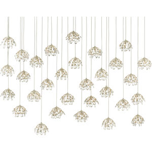 Crystal Bud 30 Light 54 inch Painted Silver/Contemporary Silver Leaf Multi-Drop Pendant Ceiling Light