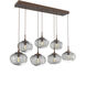 Nova Incandescent 7 Light Burnished Bronze Linear Pendant Ceiling Light in Smoke, Multi-Pendant