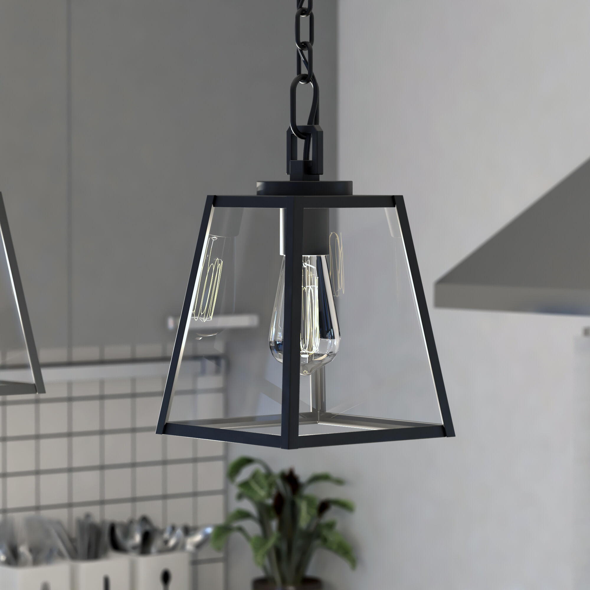 Grant LED 7 inch Black Mini Pendant Ceiling Light in Matte Black