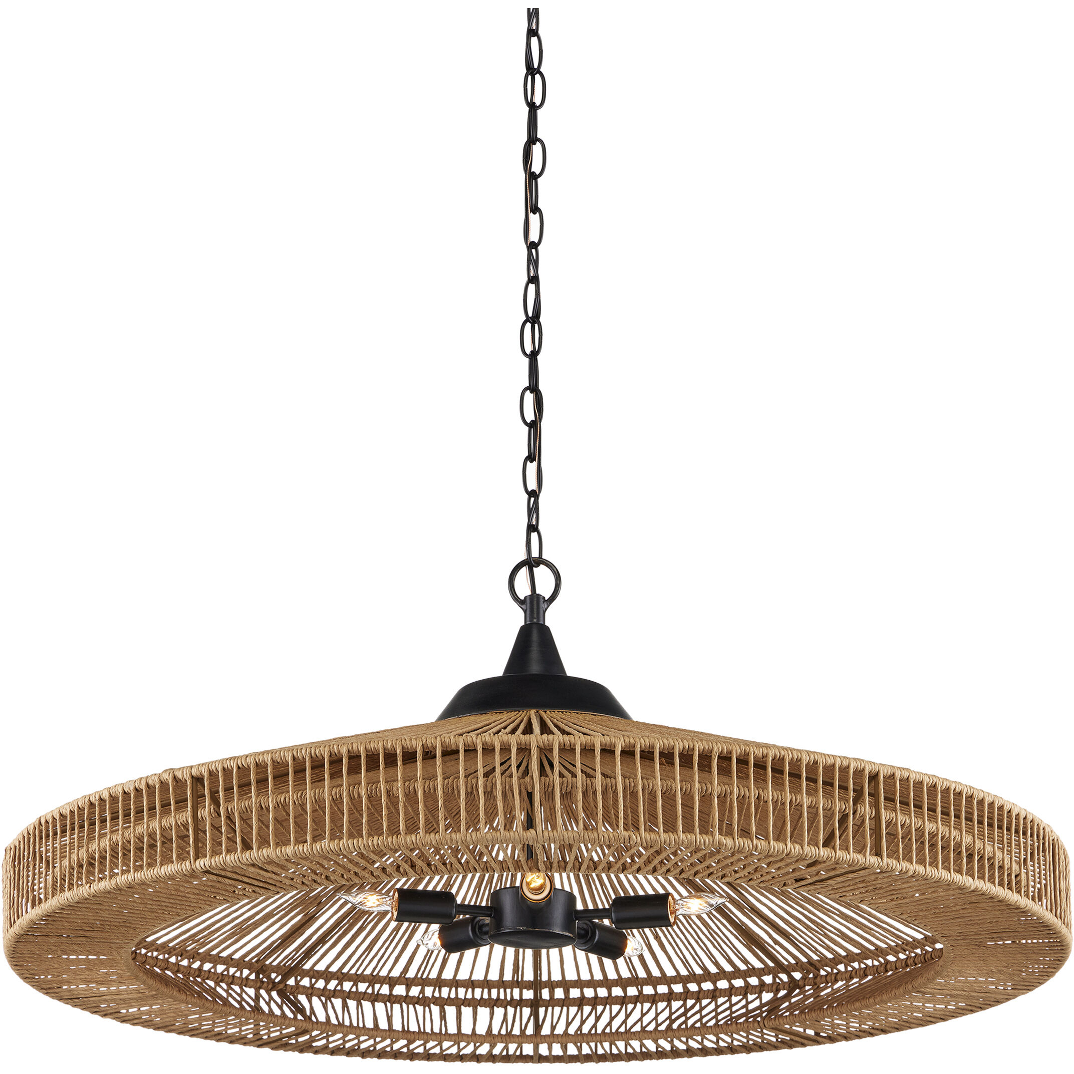 Maldives 5 Light 36 inch Satin Black Chandelier Ceiling Light