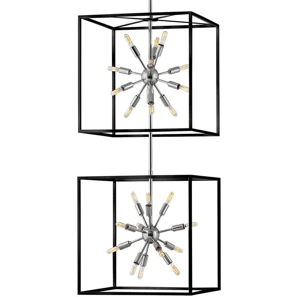 Lisa McDennon Aros 24 Light 20 inch Black with Polished Nickel Indoor Chandelier Ceiling Light in Black/Polished Nickel