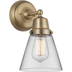 Aditi Cone 1 Light 6 inch Brushed Brass Sconce Wall Light in Clear Glass