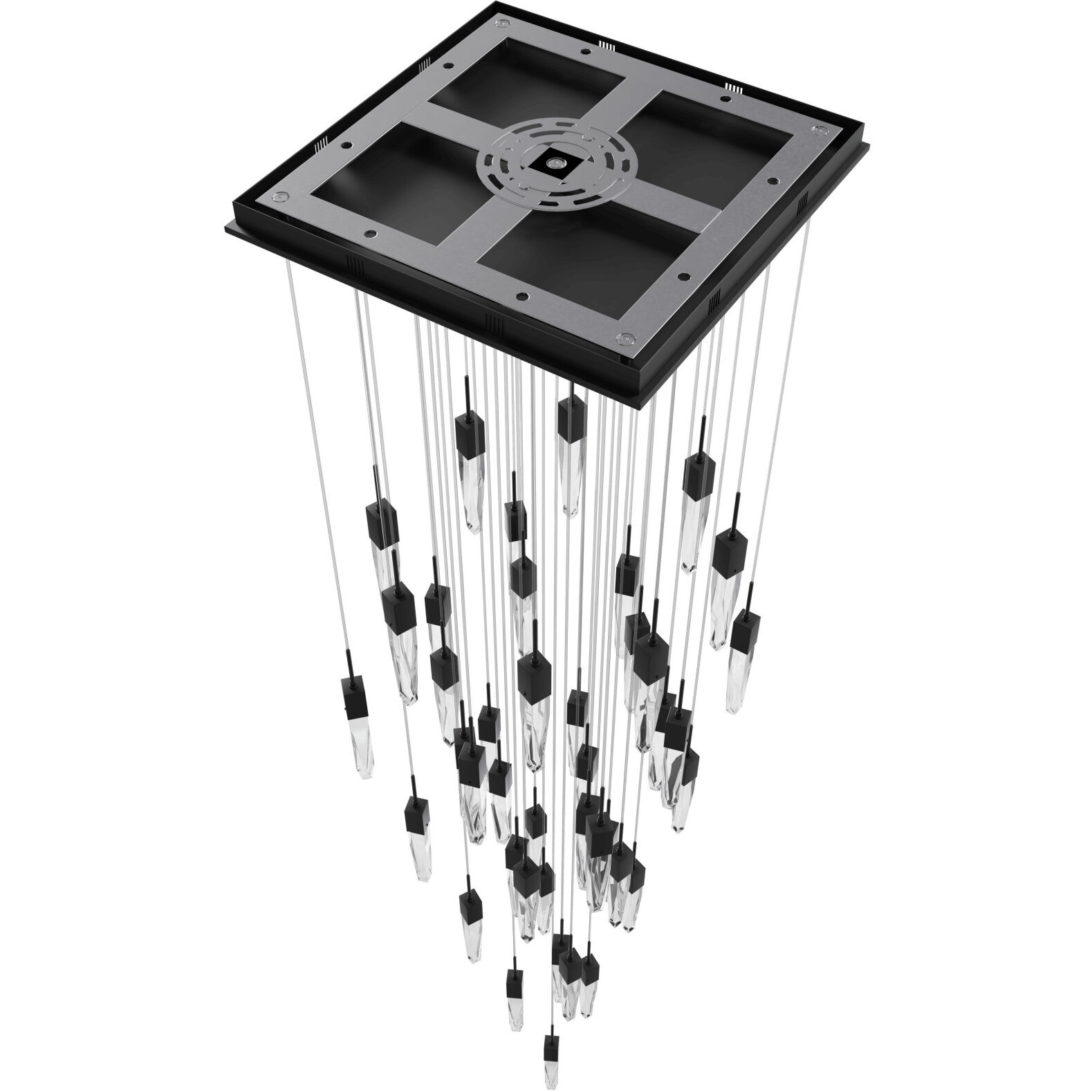 Aspen LED 36 inch Black Multi Port Pendant Ceiling Light in Clear