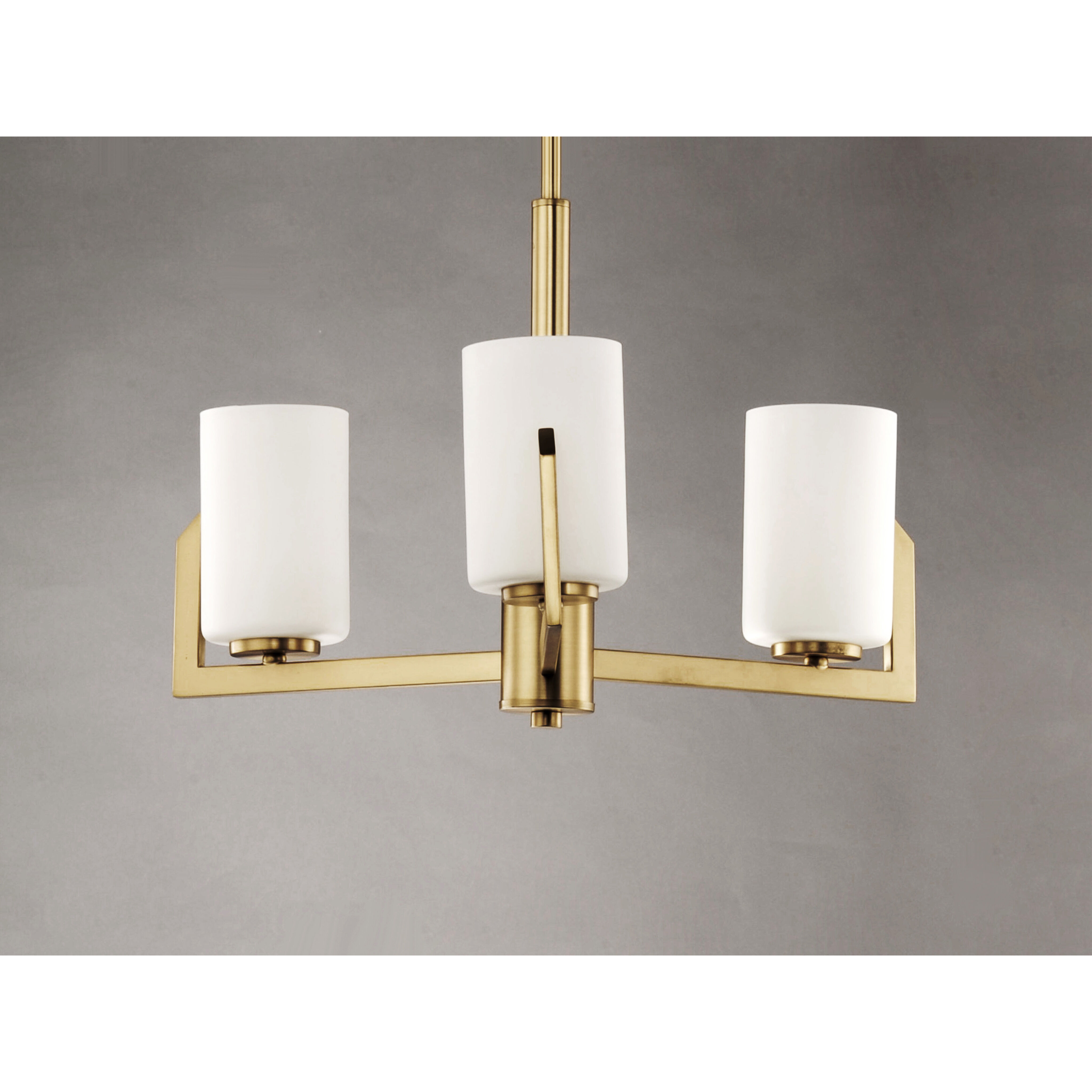 Dart 3 Light 22.25 inch Satin Brass Chandelier Ceiling Light