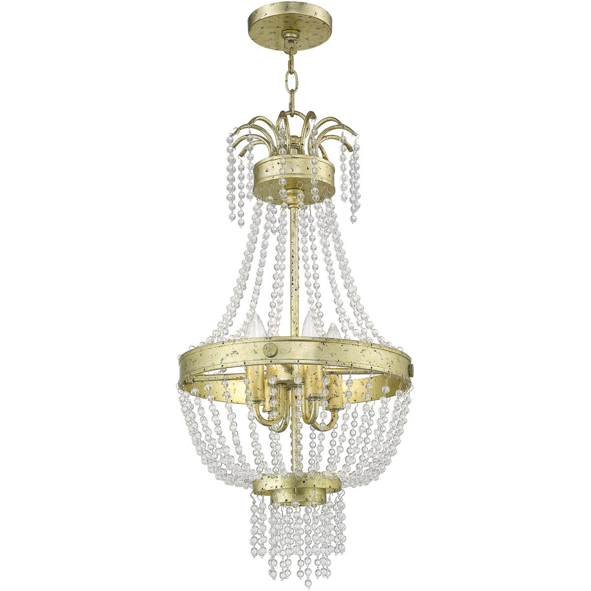 Valentina 4 Light 13 inch Hand Applied Winter Gold Pendant Ceiling Light