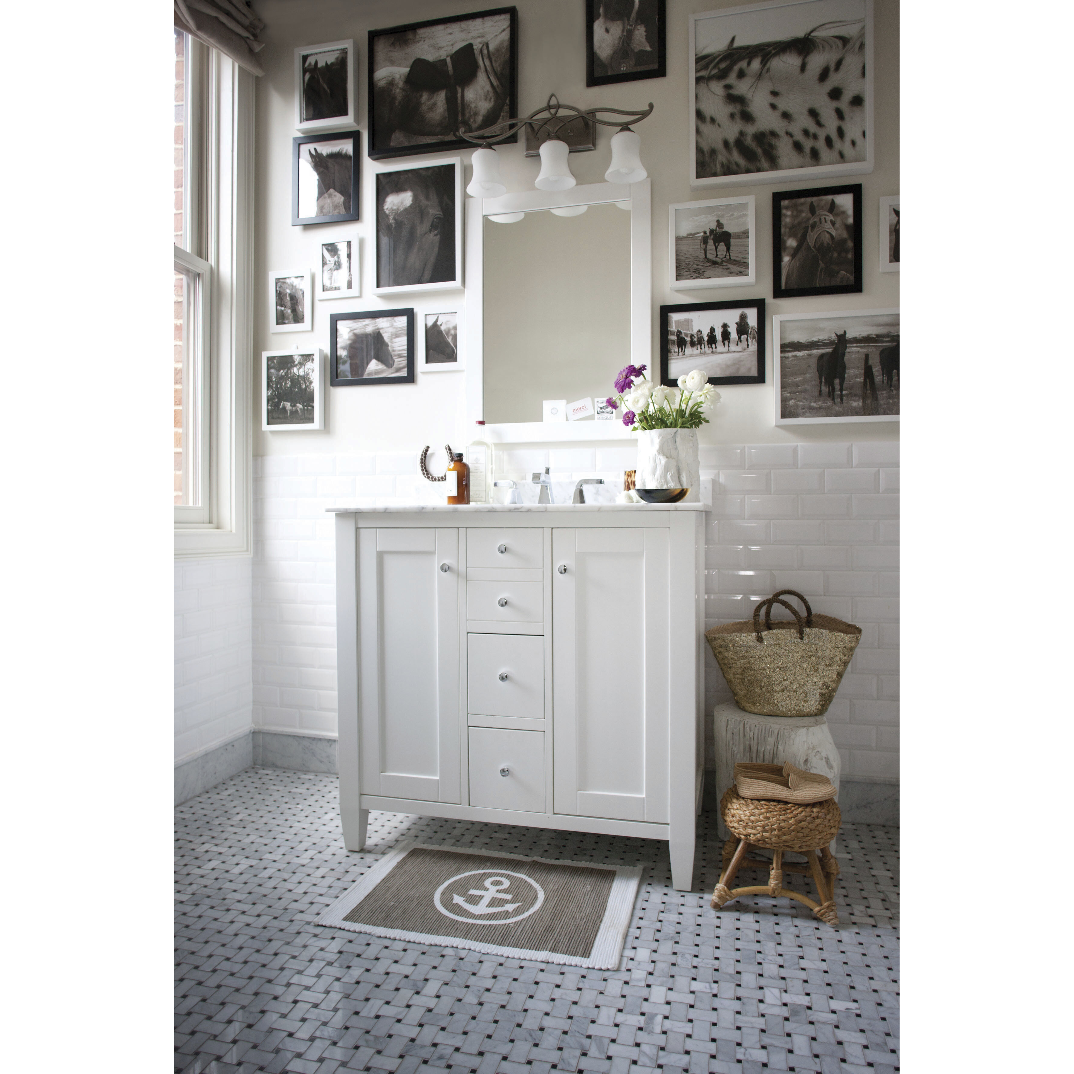 Brooke 3 Light 24 inch Antique Nickel Vanity Light Wall Light