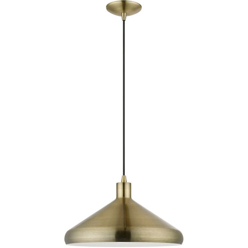Geneva 1 Light 15 inch Antique Brass Pendant Ceiling Light