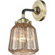 Nouveau Chatham LED 6 inch Black Antique Brass Sconce Wall Light in Mercury Glass, Nouveau