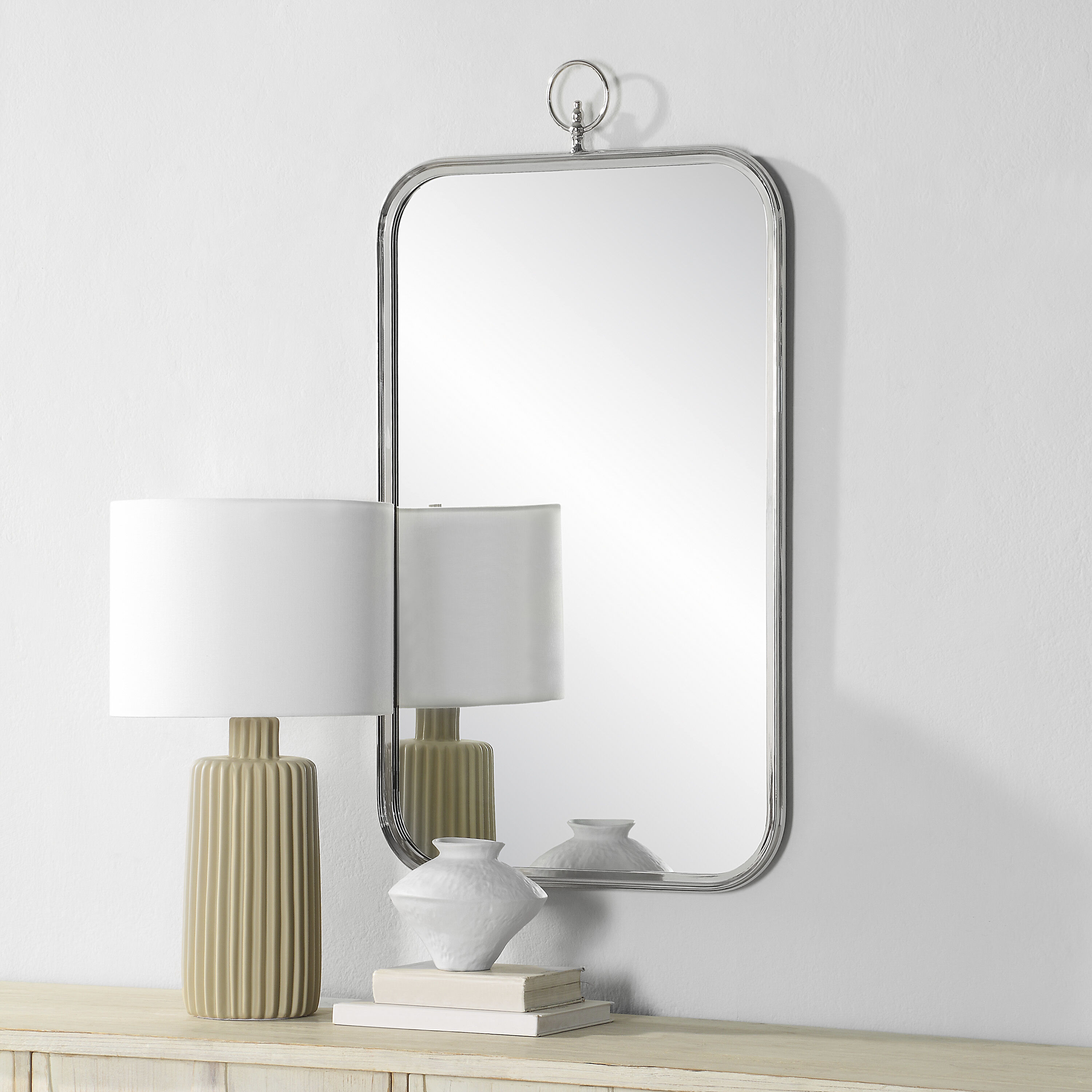 Dios 39.5 X 22 inch Polished Nickel Wall Mirror