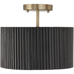 Donovan 1 Light 12.5 inch Black Stain and Matte Brass Semi-Flush Ceiling Light, Convertible Dual Mount