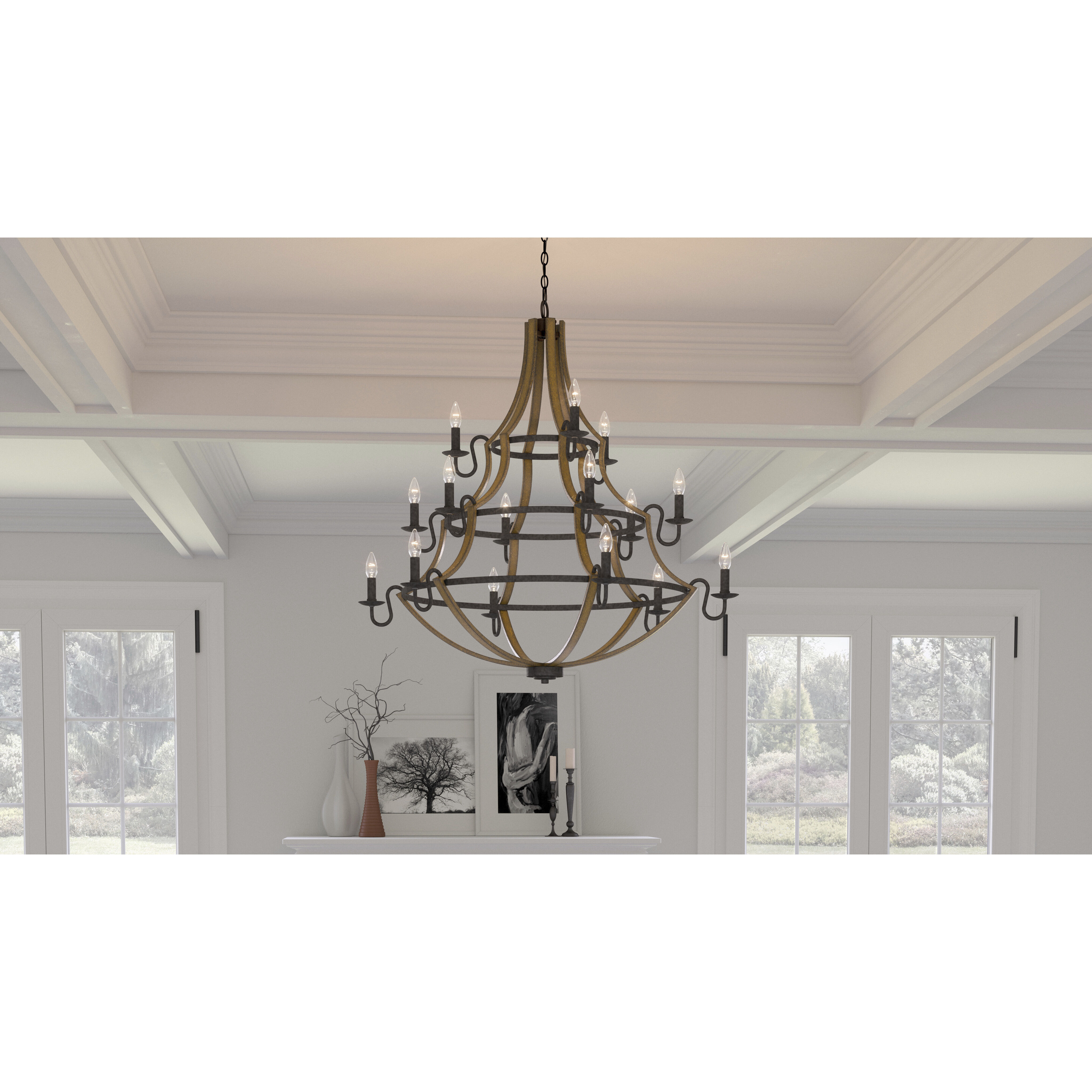 Quoizel SHR5015RK Shire 15 Light 43 inch Rustic Black Chandelier Ceiling  Light
