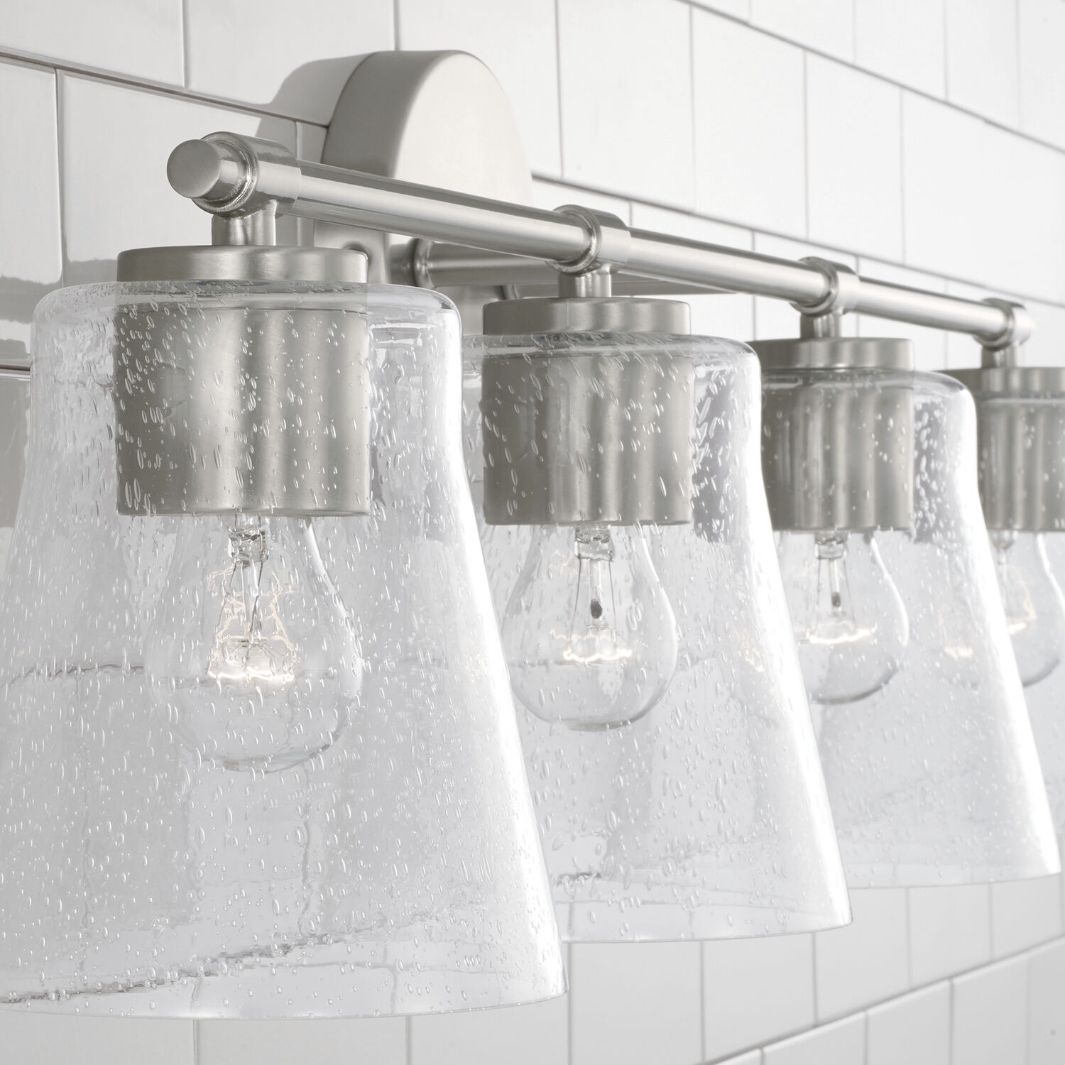 Baker 4 Light 32 inch Brushed Nickel Vanity Light Wall Light