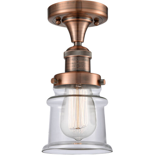 Franklin Restoration Small Canton 1 Light 6 inch Antique Copper Semi-Flush Mount Ceiling Light in Clear Glass, Franklin Restoration