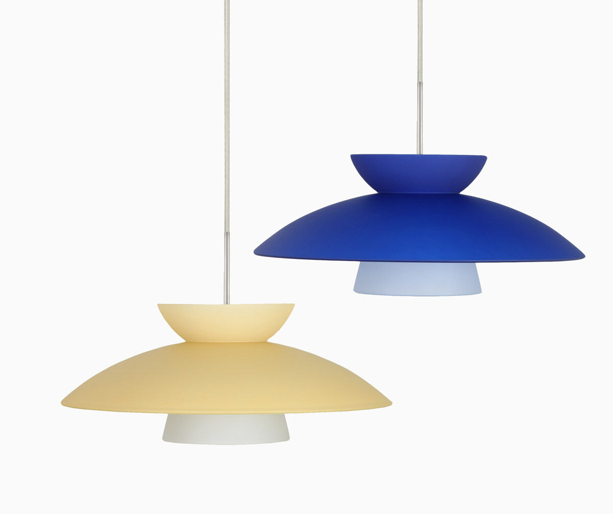 Trilo 1 Light Bronze Pendant Ceiling Light in Blue Matte Glass, Halogen