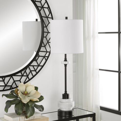 Alliance 32.5 inch 150.00 watt White Marble and Satin Black Buffet Lamp Portable Light