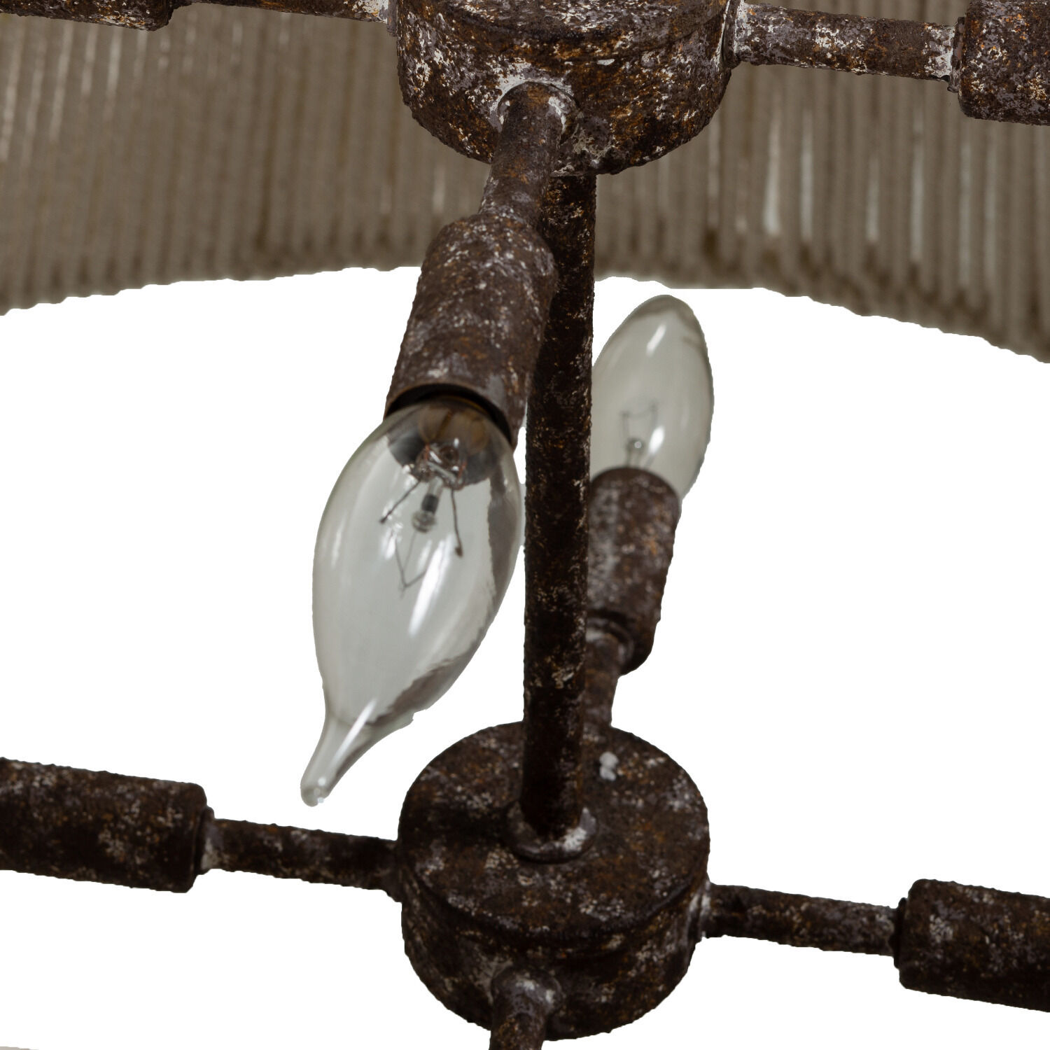 Gregory 8 Light 28.5 inch White Cotton Rope / Rust Chandelier Ceiling Light