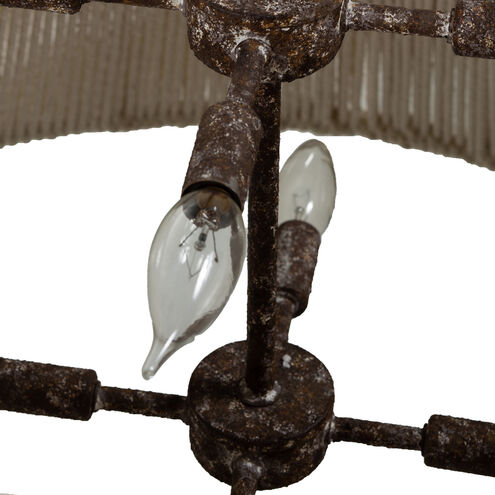 Gregory 8 Light 28.5 inch White Cotton Rope / Rust Chandelier Ceiling Light