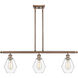 Ballston Cindyrella 3 Light 36 inch Antique Copper Island Light Ceiling Light in Incandescent, Clear Glass