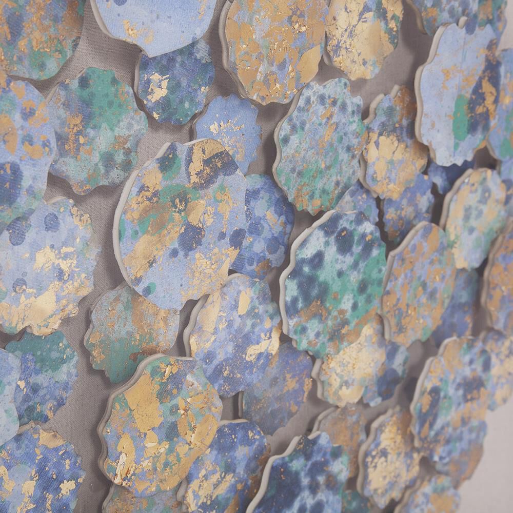 Abstract Chrysanthemum Blue/Natural/Black Shadowbox Art