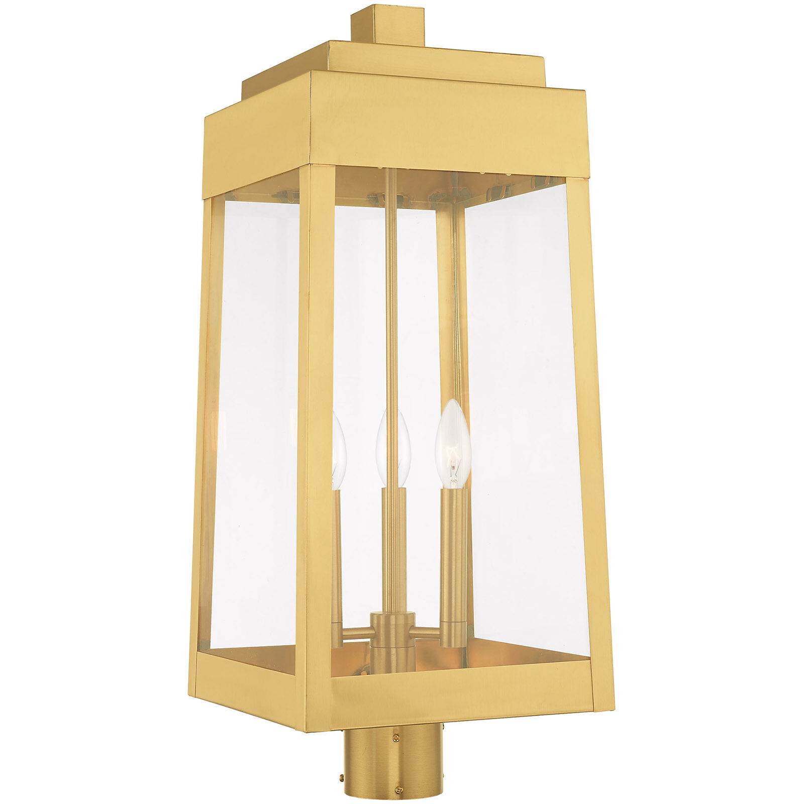Oslo 3 Light 25 inch Satin Brass Outdoor Post Top Lantern