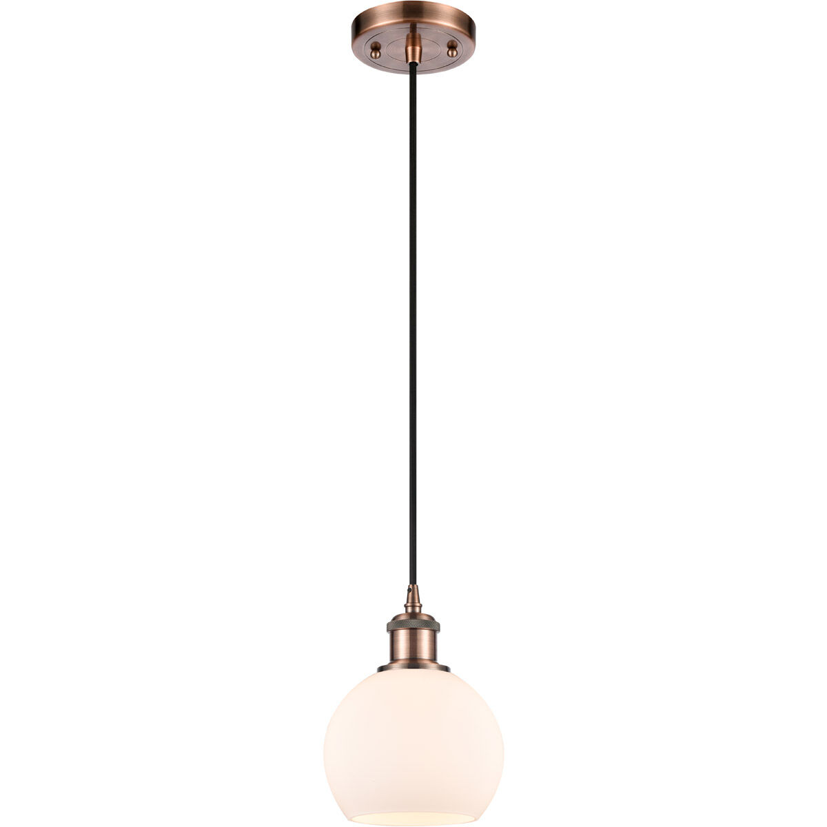 Ballston Athens 1 Light 6 inch Antique Copper Mini Pendant Ceiling Light in Matte White Glass