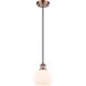 Ballston Athens LED 6 inch Antique Copper Mini Pendant Ceiling Light in Matte White Glass, Black Textured