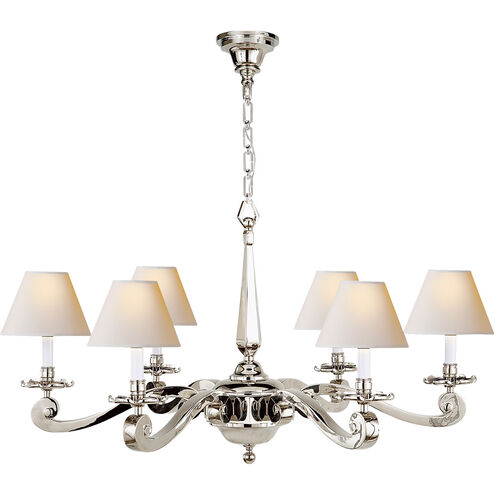 Alexa Hampton Myrna 6 Light 33 inch Polished Nickel Chandelier Ceiling Light in Natural Paper