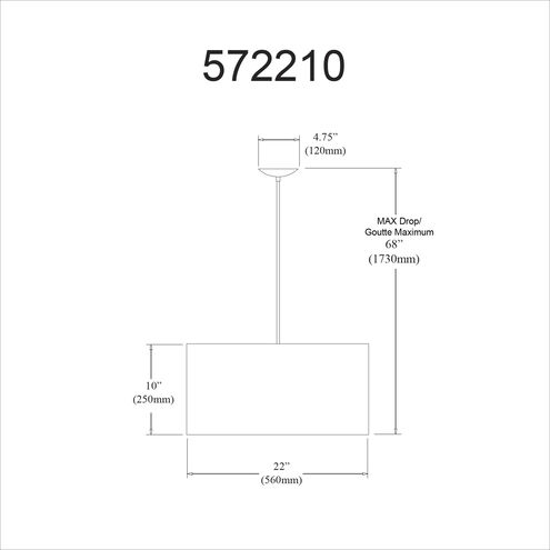 Modern LED 22 inch Satin Chrome with White Pendant Ceiling Light