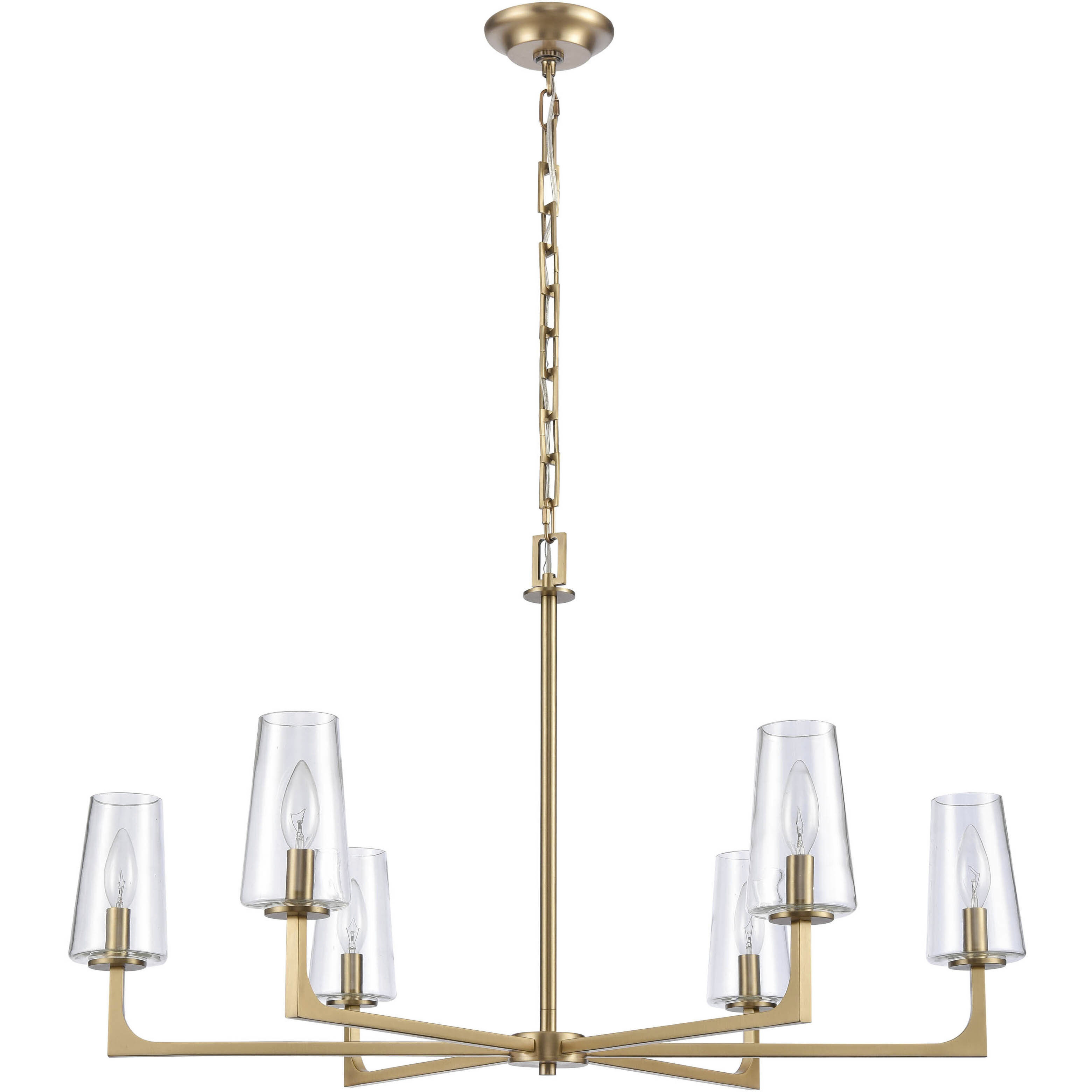Fitzroy 6 Light 34 inch Lacquered Brass Chandelier Ceiling Light