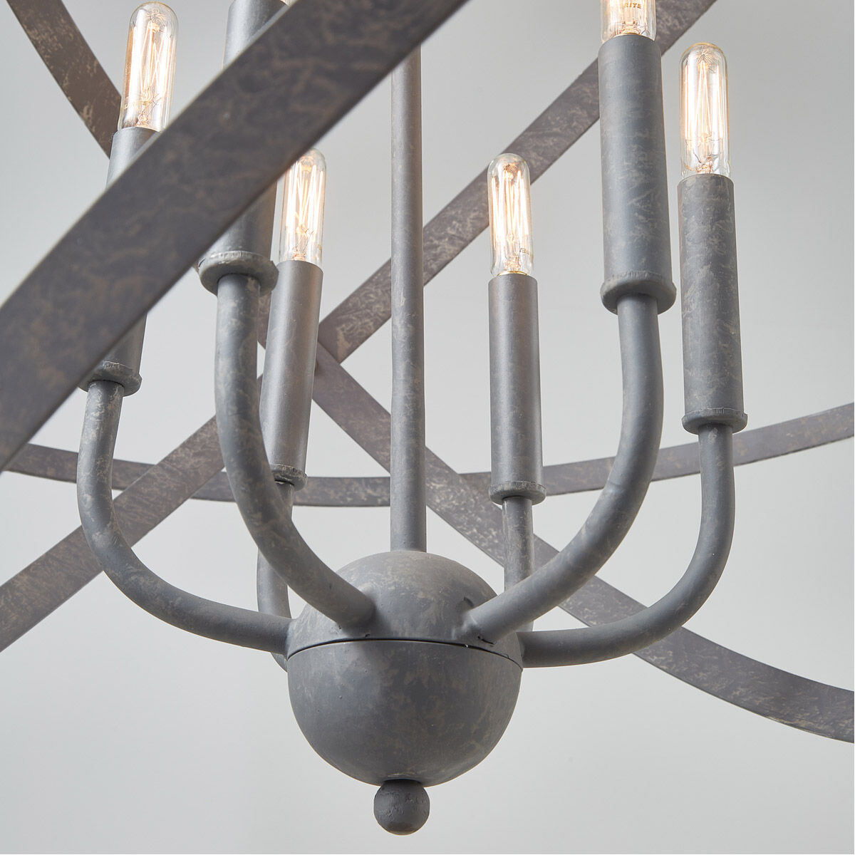 Bluffton 6 Light 28.5 inch Iron and Wood Pendant Ceiling Light 