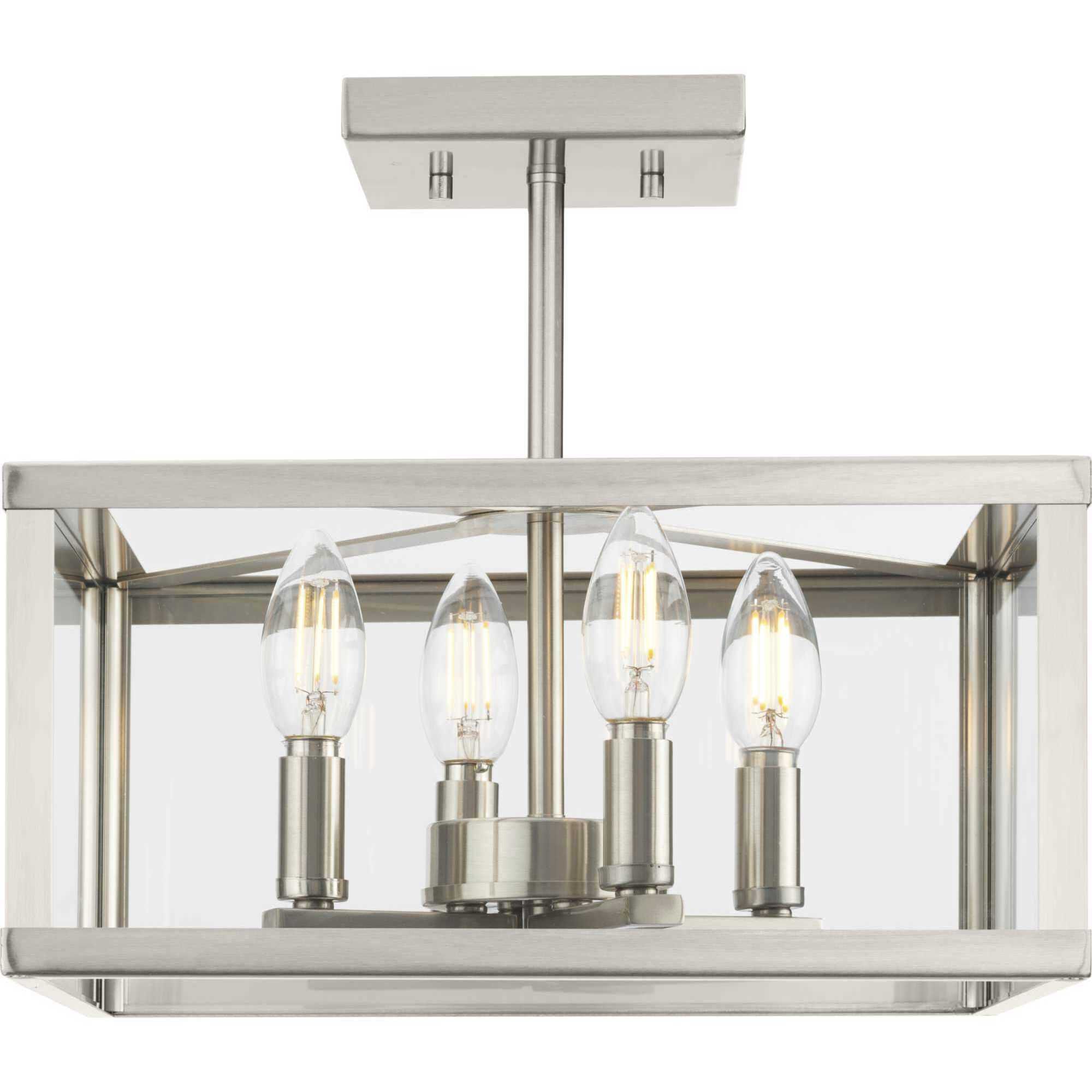 Hillcrest 4 Light 13 inch Brushed Nickel Semi-Flush Mount Ceiling Light