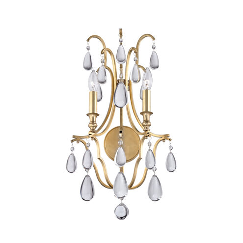 Crawford 2 Light 13.25 inch Aged Brass Wall Sconce Wall Light