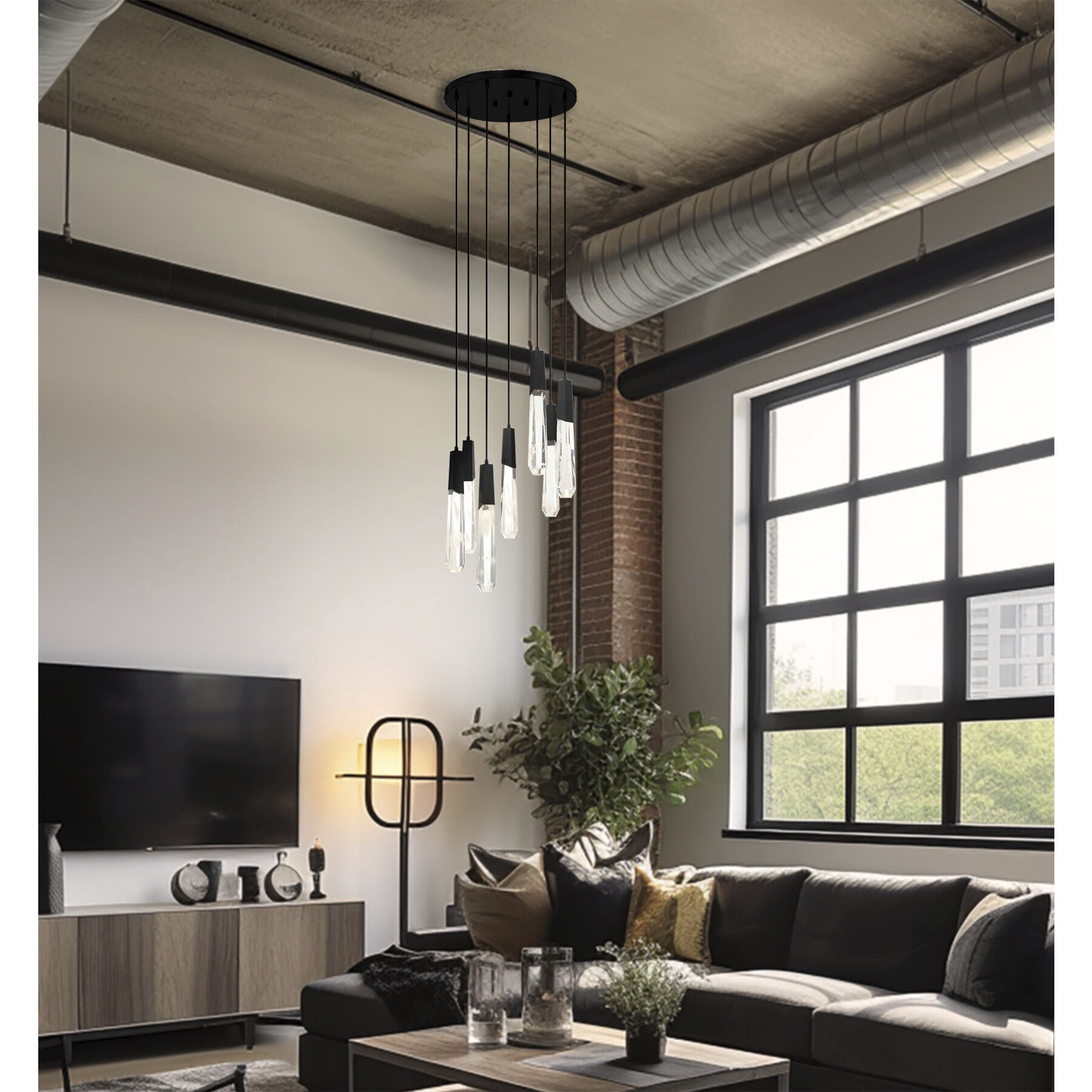 Drifting Droplets LED Coal Pan Pendant Ceiling Light
