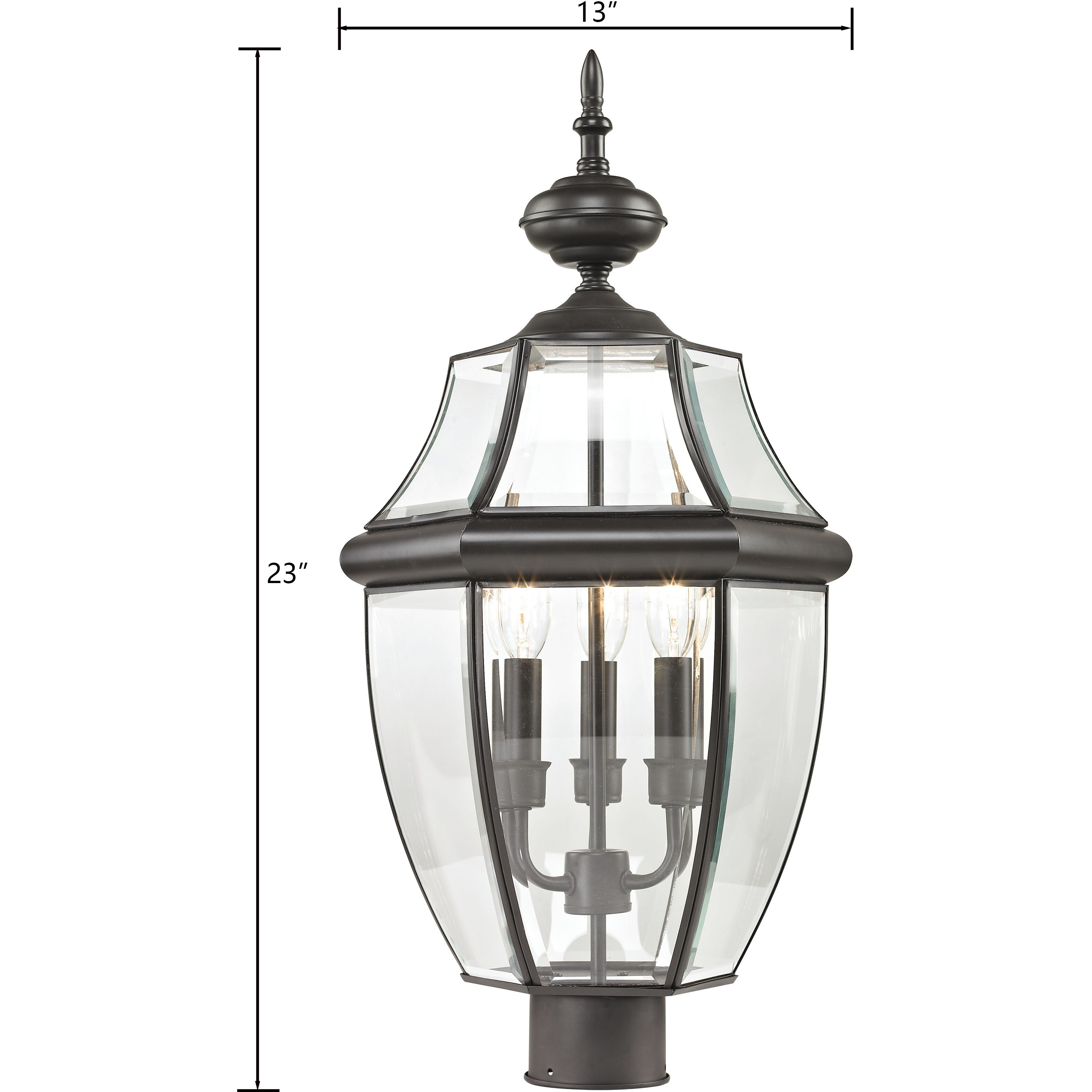 Ashford 3 Light 23 inch Oil Rubbed Bronze Outdoor Post Light