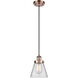 Ballston Small Cone LED 6 inch Antique Copper Mini Pendant Ceiling Light in Clear Glass, Black Textured