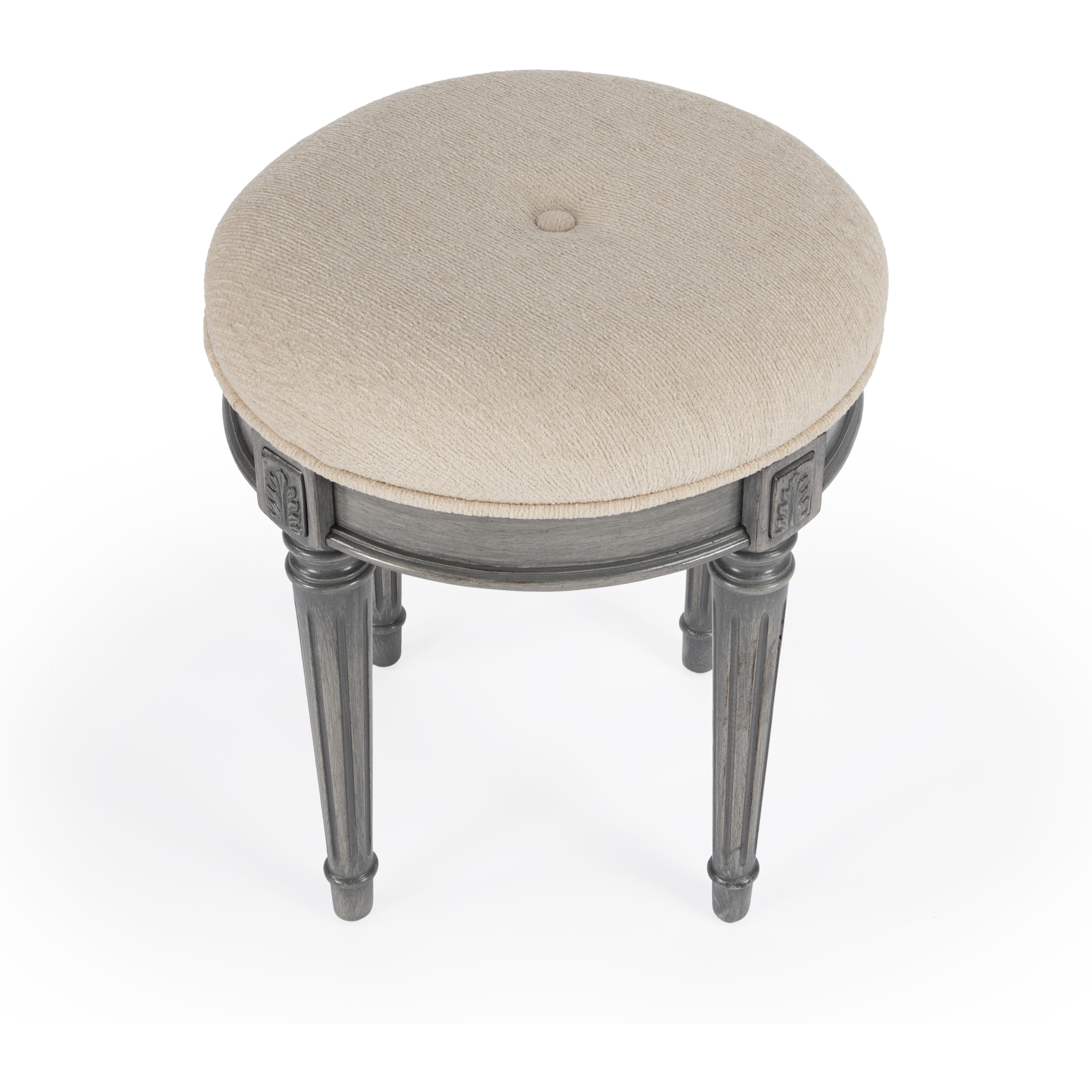 Bernadette Upholstered 18"W Vanity Stool in Gray