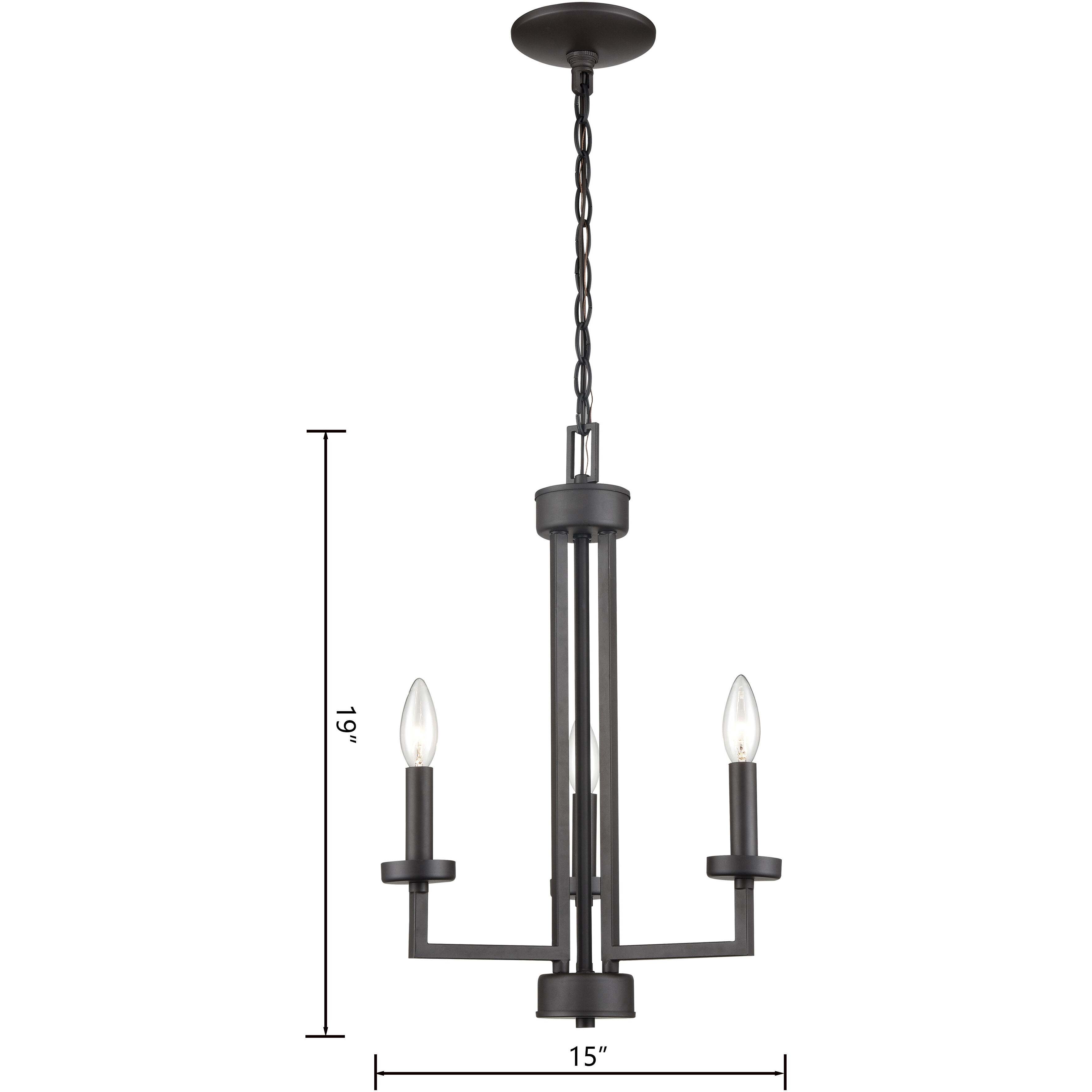 West End 3 Light 15 inch Oil Rubbed Bronze Chandelier Ceiling Light