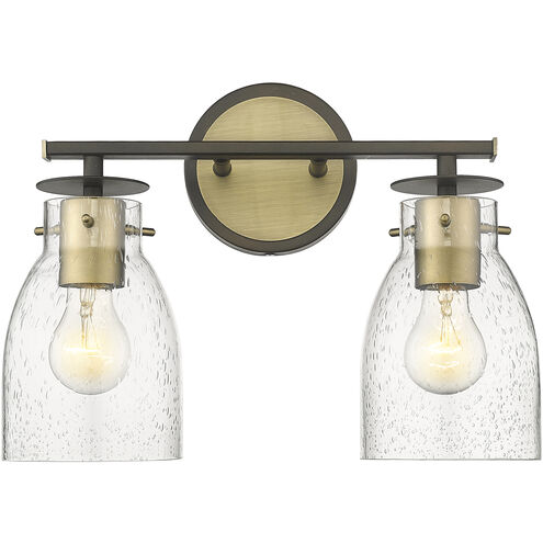 Shelby 2 Light 15 inch Oil Rubbed Bronze and Antique Brass Vanity Light Wall Light