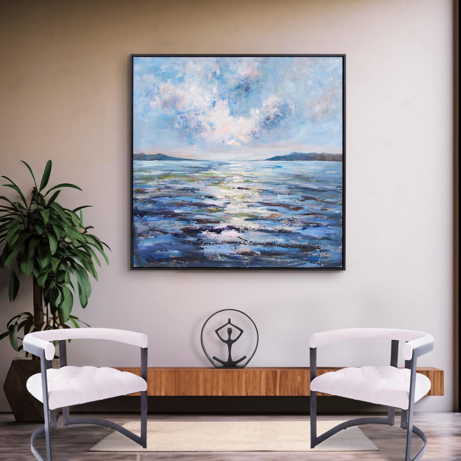 Tranquil Sunset 51.75 X 51.75 inch Hand Painted Canvas