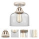 Nouveau 2 Large Bell LED 8 inch Polished Nickel Semi-Flush Mount Ceiling Light in Clear Glass