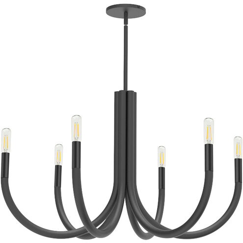 Wand 6 Light 28 inch Matte Black Chandelier Ceiling Light