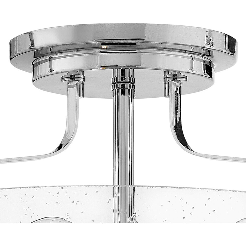Harper 3 Light 14.5 inch Chrome Indoor Semi-Flush Mount Ceiling Light in Clear Seedy